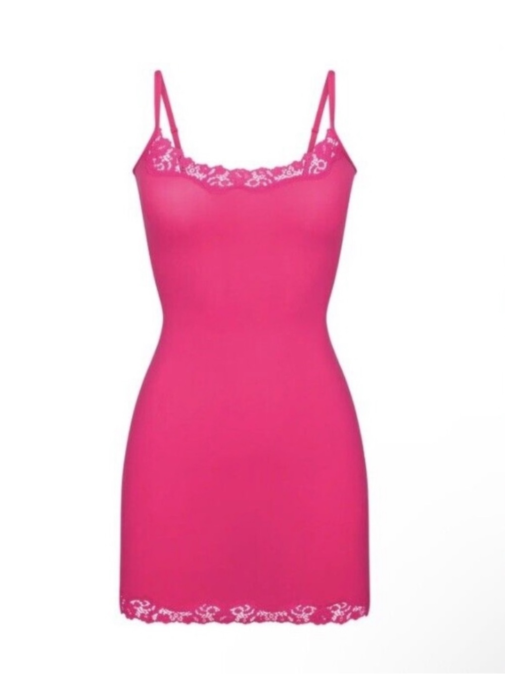 SKIMS Lace Slip Chemise in Hot Pink